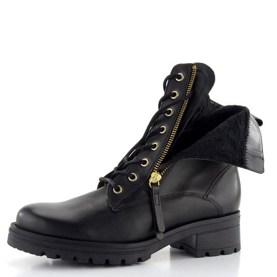 Gabor šnurovacia dámska členková obuv so zipsom čierna 52.785.67