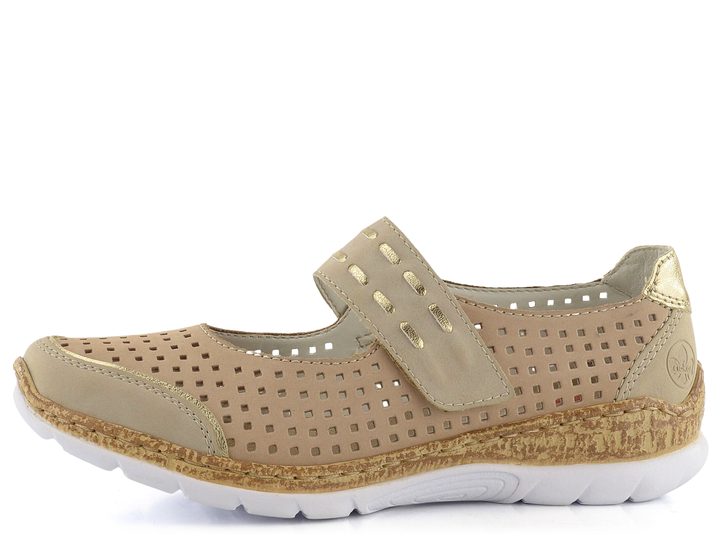 Rieker sportovnější prořezávané baleríny s páskem N4257-60