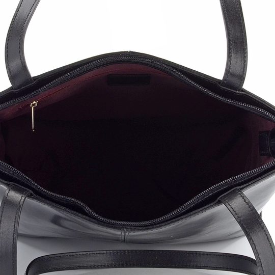 Elega kožená kabelka zipová černá 67905