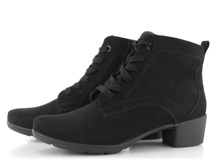 Jana širšia šnurovacia členková obuv čierna 8-25166-29