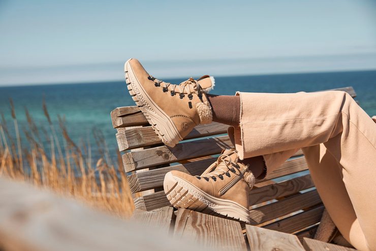 Rieker členková obuv s membránou na platforme béžová 48034-20