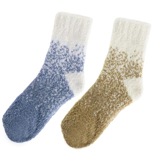 Dámske ženilkové domáce ponožky modrá/piesková 2 páry