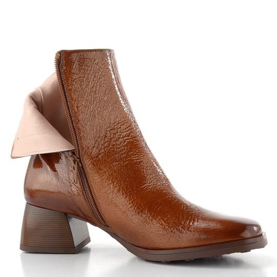 Hispanitas lakovaný zipový kotník na podpatku Marsella cuero HI254345