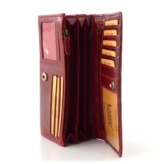 Dámska peňaženka podlhovastá kožená vínová PWL-388/T