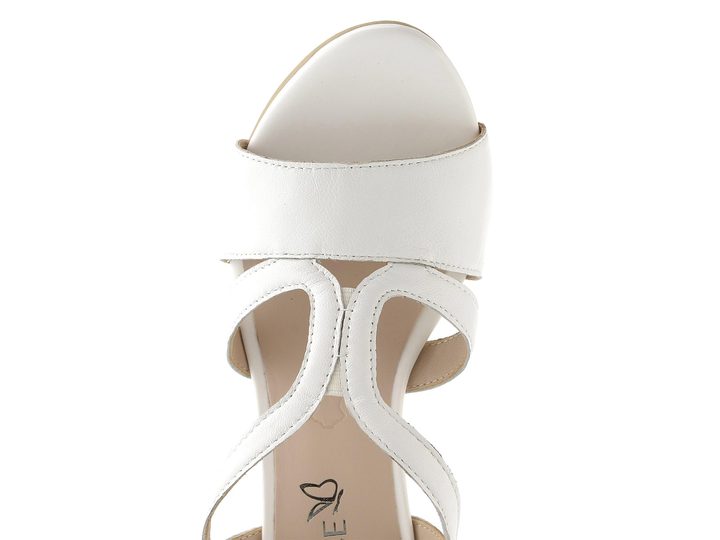 Caprice kožené sandály na podpatku white nappa 9-28308-46