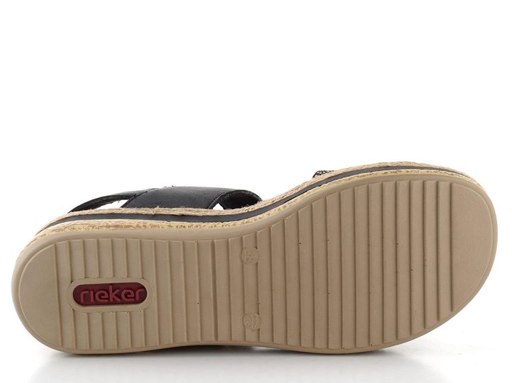 Rieker sandále na platforme s klinon čierne V0951-00