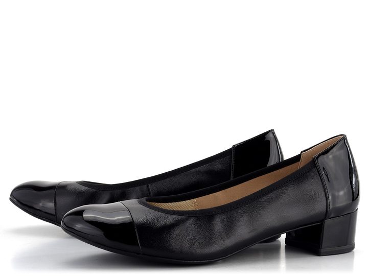 Caprice černé lodičky na širokém podpatku 9-22317-42