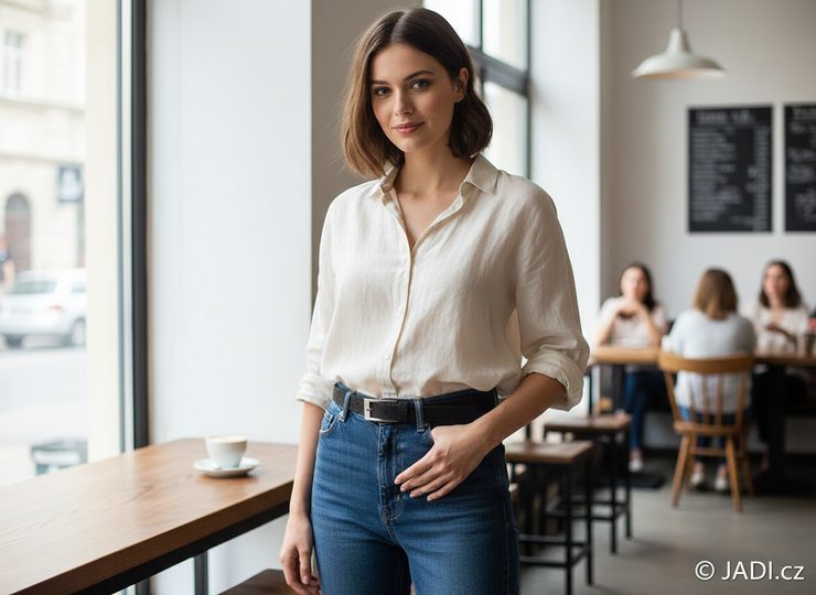 Dámský kožený opasek černý strukturovaný s leštěnou sponou 184-603