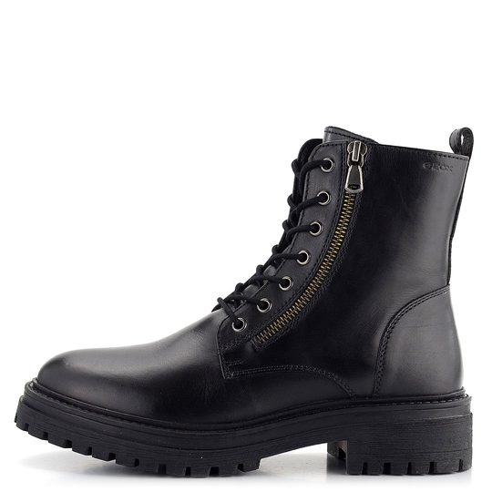 Geox členková obuv šnurovacia hladká čierna Iridea D16HRF00043C9999