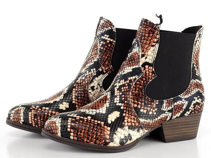 Tamaris westernové členkové topánky hadinkové hnedé kombinované 1-25974-33