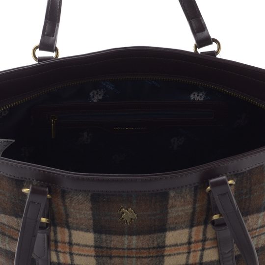 U.S. POLO ASSN. shopper kabelka s károvaným vzorem hnědá BIUHU9388WZCBC3