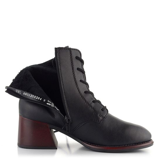 Rieker šněrovací kotník na podpatku černý 79301-00