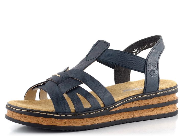 Rieker modré sandále na kline 62918-14