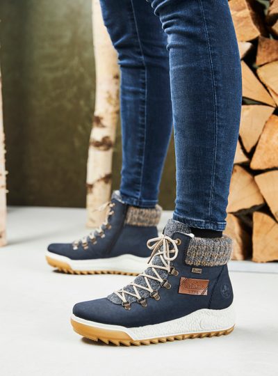 Rieker členková obuv s nápletom a membránou na platforme šedá Y4730-14