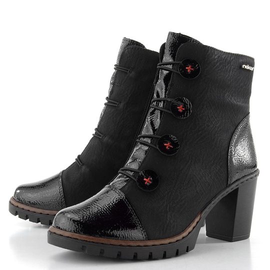 Rieker elegantn členková obuv na podpätku čierna Y2576-00