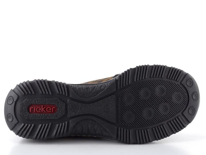 Rieker prozouvací polobotky s olivkou vzorované hnědo-černé N32G0-90