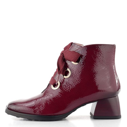 Hispanitas lakovaný šněrovací kotník na podpatku Marsella wine HI254326