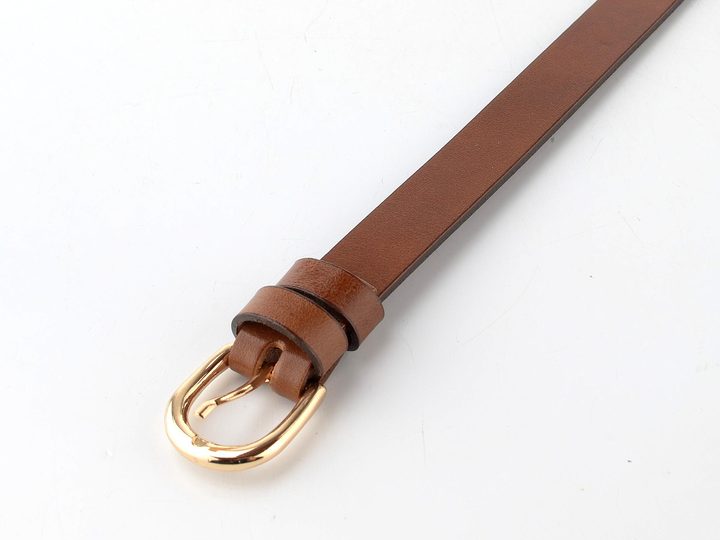 Dámský kožený opasek hnědý se sponou ve zlaté barvě 201Z-48