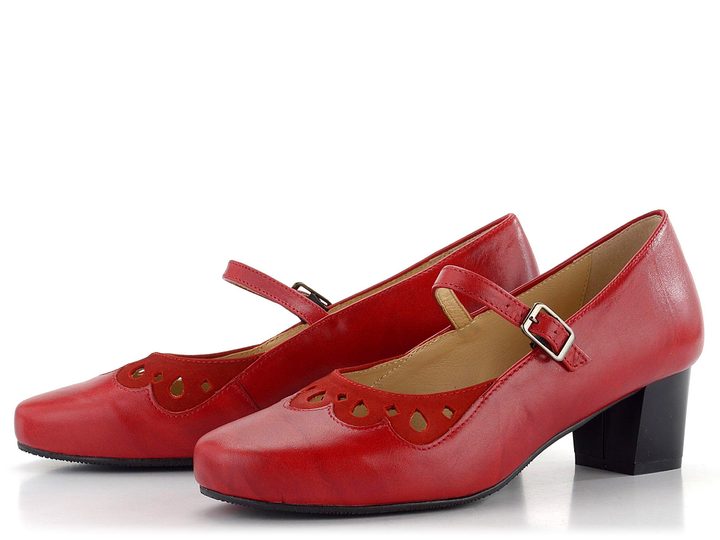 Barton lodičky červené prořezávané s nártovým páskem  R24102