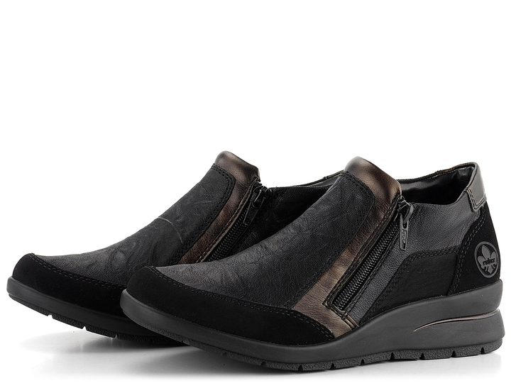 Rieker členková obuv so zipsom čierna kombinovaná L4851-00