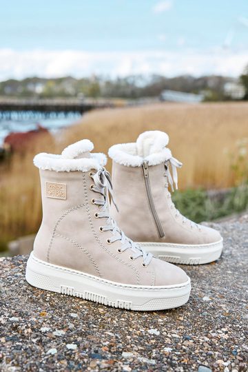 Rieker šnurovacia členková obuv na platforme béžová Ginger/Bianco M1980-62