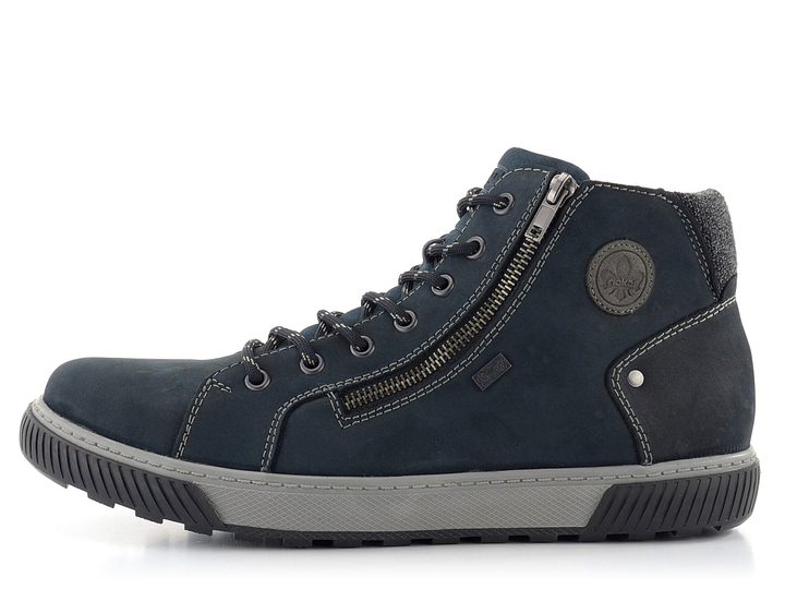 Rieker modrá členková obuv s membránou a postranným zipsom 38920-14