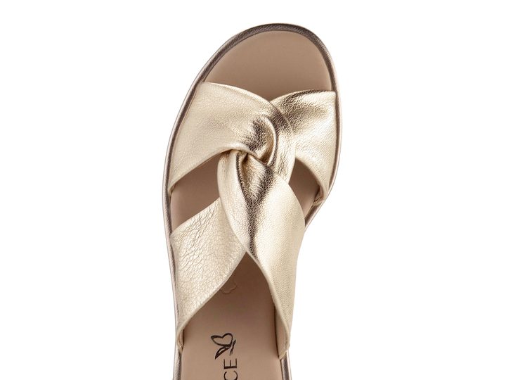 Caprice metalické kožené pantofle Platin 9-27100-42