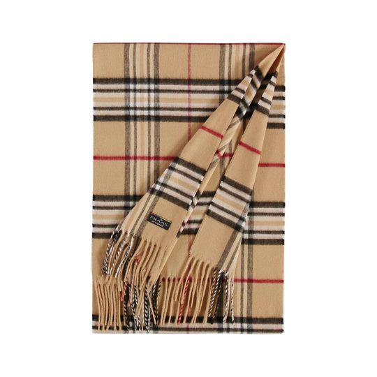 Fraas kašminkový šál s károvaným vzorem camel 625391-180