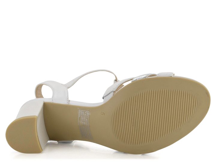 Caprice kožené sandály na podpatku White/Silver 9-28308-42