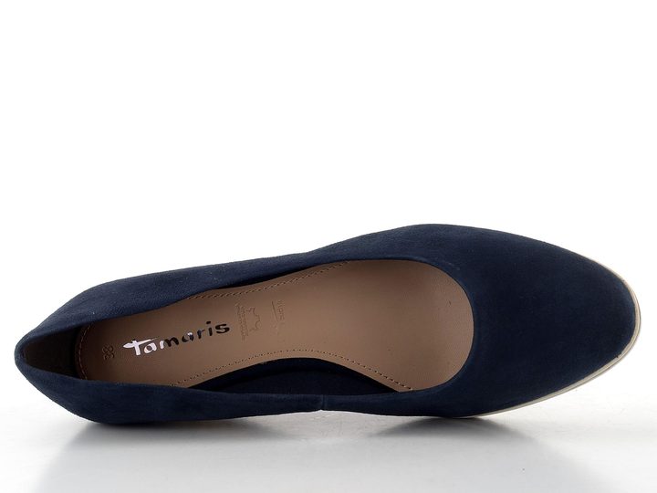Tamaris kožené lodičky na klínu navy 1-22303-42