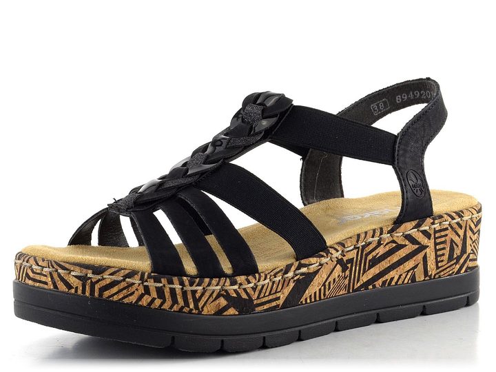 Rieker sandále na platforme čierne V3902-00