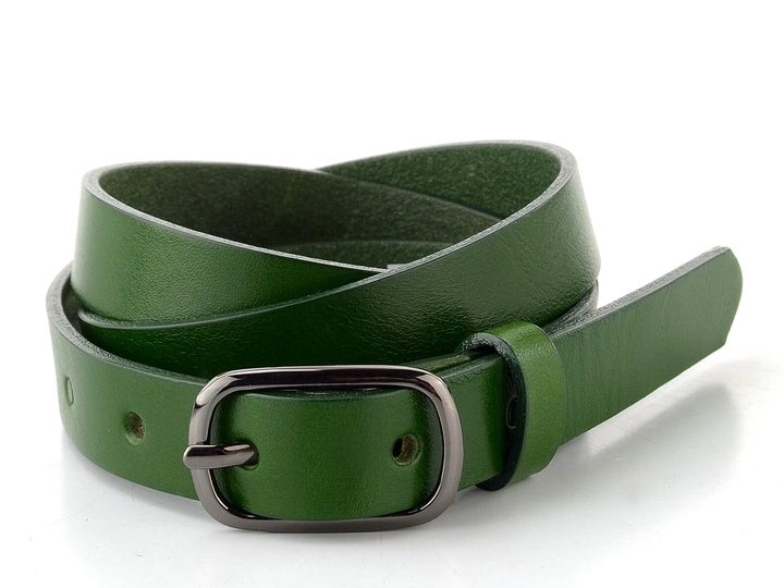 Dámský kožený opasek zelený se sponou v šedé barvě 203-31