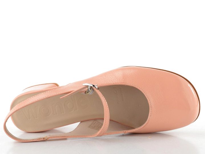 Wonders lakované lodičky se širokým podpatkem a volnou patou melon D-2401