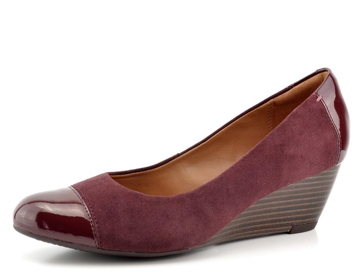 Clarks lodičky na kline Brielle Chanel Burgundy