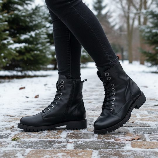 Creator šněrovací kotník se zipem Soft black IB 2576