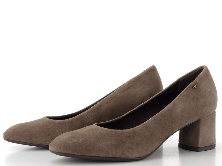 Tamaris lodičky se širokým podpatkem taupe suede 1-22437-47