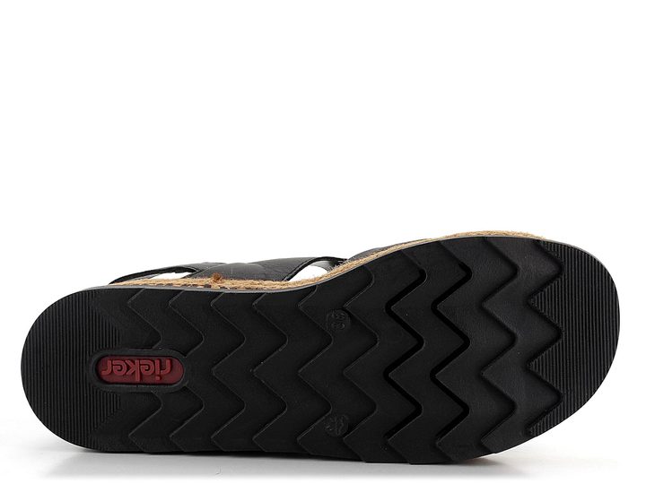 Rieker čierne sandále na platforme s klinom V7951-00