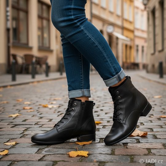 Gabor širší šněrovací kotník černý 72.715.57