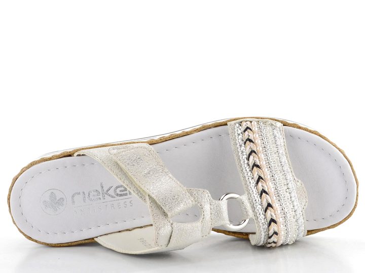 Rieker metalické šedé šľapky s aplikáciou V02M6-40