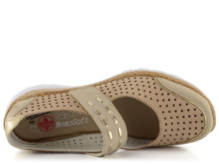 Rieker sportovnější prořezávané baleríny s páskem N4257-60