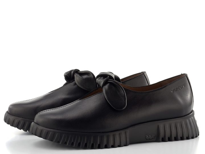 Wonders kožené polobotky s mašličkou negro A-4421