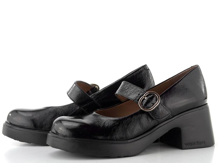 Wonders lakované lodičky na širokém podpatku negro E-7142