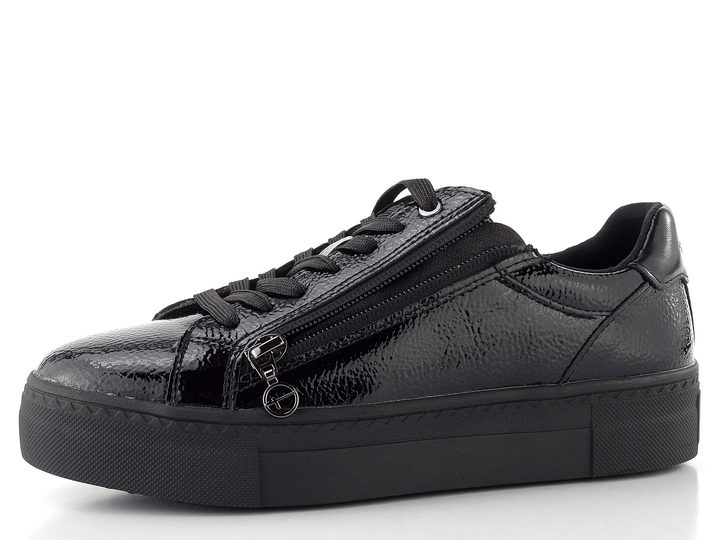 Tamaris tenisky na platforme black patent 1-23313-41