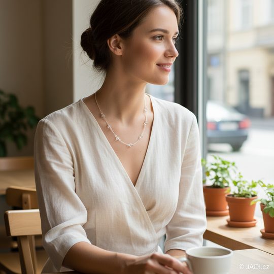 Náhrdelník krystal s broušenými krystal perlemi