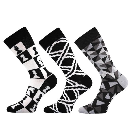 Lonka luxusní ponožky black&white/ 3 páry