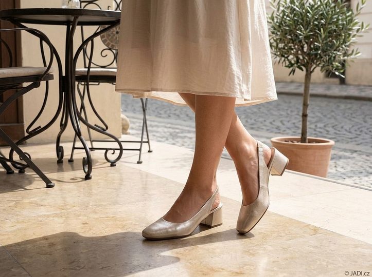 Caprice lodičky s volnou patou Taupe Metallic 9-29500-42