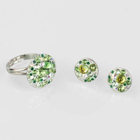 Prsten Swarovski Elements zelený Peridot