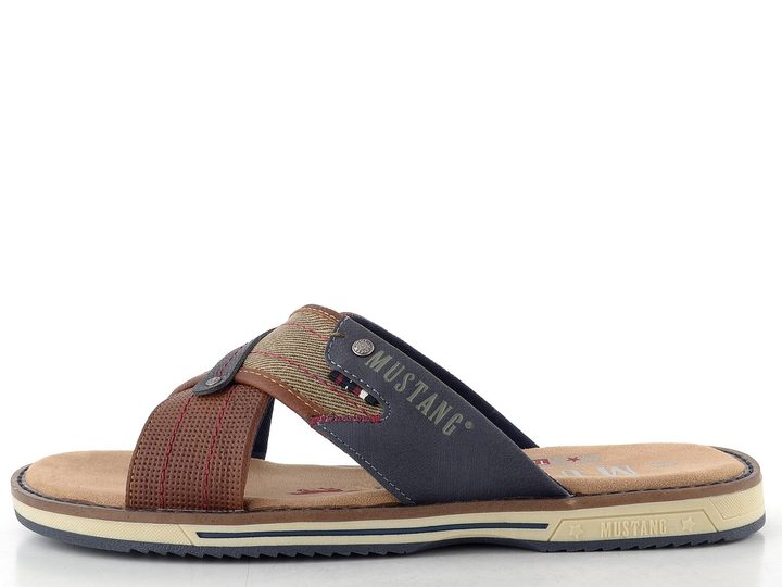 Mustang pánské pantofle s kříženými pásky cognac 26M0101001