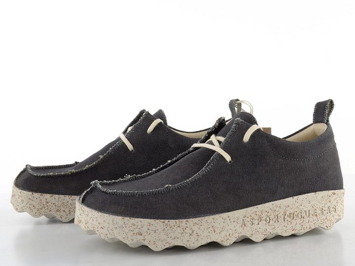 Asportuguesas plátěné polobotky na platformě washed black P018025020