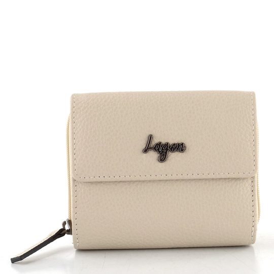 Dámska kožená peňaženka so zipsovým vreckom off white LG003